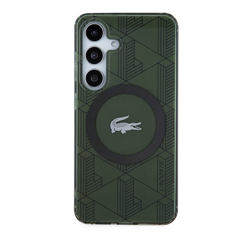 Galaxy S24 Kılıf Lacoste Orjinal Lisanslı M-safe Şarj Özellikli Çift Katmanlı Timsah Logolu Blend Monogram Kılıf