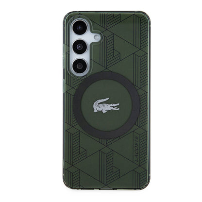 Galaxy S24 Kılıf Lacoste Orjinal Lisanslı M-safe Şarj Özellikli Çift Katmanlı Timsah Logolu Blend Monogram Kılıf