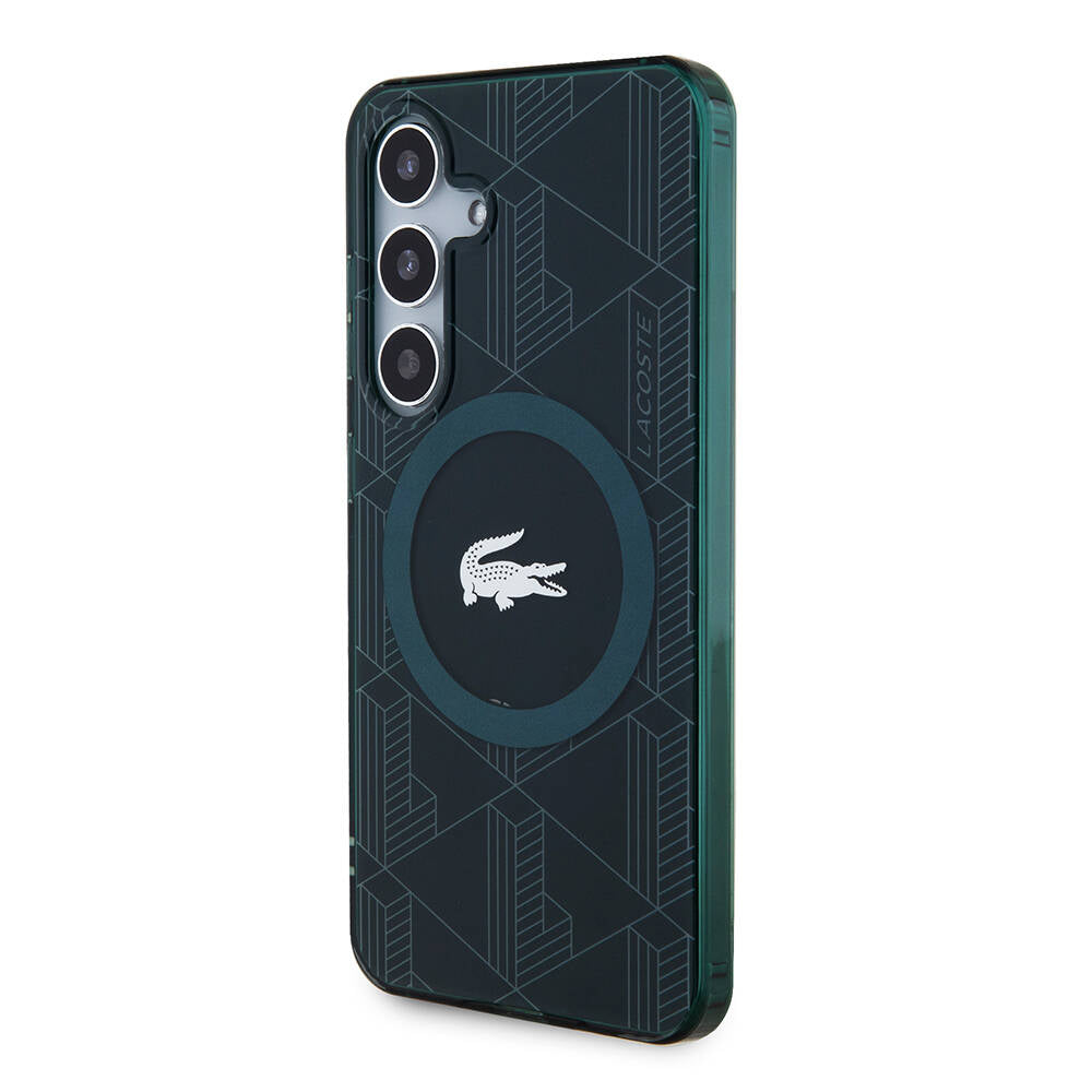 Galaxy S24 Kılıf Lacoste Orjinal Lisanslı M-safe Şarj Özellikli Çift Katmanlı Timsah Logolu Blend Monogram Kılıf