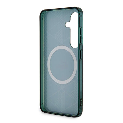 Galaxy S24 Kılıf Lacoste Orjinal Lisanslı Magsafe Şarj Özellikli Çift Katmanlı Timsah Logolu Blend Monogram Kapak Haki