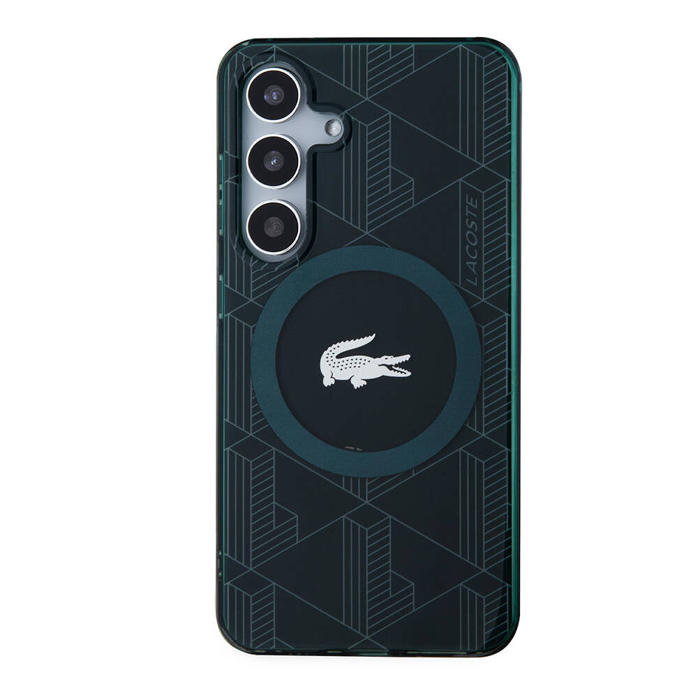 Galaxy S24 Kılıf Lacoste Orjinal Lisanslı M-safe Şarj Özellikli Çift Katmanlı Timsah Logolu Blend Monogram Kılıf