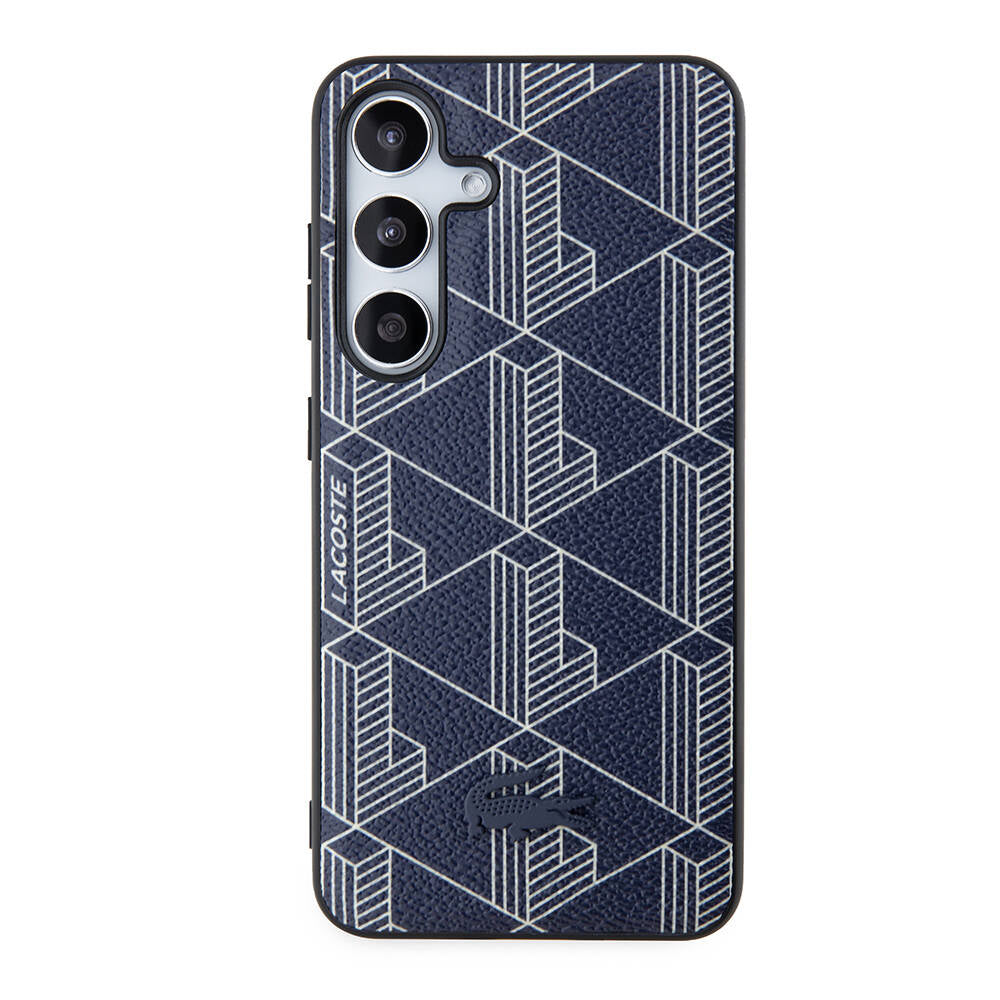 Galaxy S24 Kılıf Lacoste Orjinal Lisanslı M-safe Şarj Özellikli PU Deri Görünümlü Karışık Monogram Desenli Kılıf