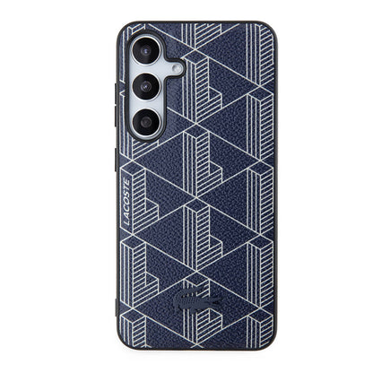 Galaxy S24 Kılıf Lacoste Orjinal Lisanslı M-safe Şarj Özellikli PU Deri Görünümlü Karışık Monogram Desenli Kılıf