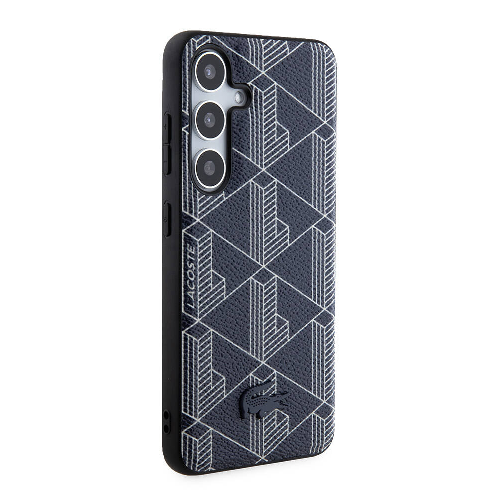 Galaxy S24 Kılıf Lacoste Orjinal Lisanslı M-safe Şarj Özellikli PU Deri Görünümlü Karışık Monogram Desenli Kılıf