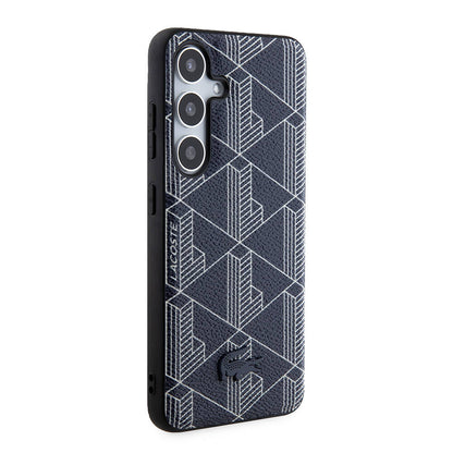 Galaxy S24 Kılıf Lacoste Orjinal Lisanslı M-safe Şarj Özellikli PU Deri Görünümlü Karışık Monogram Desenli Kılıf