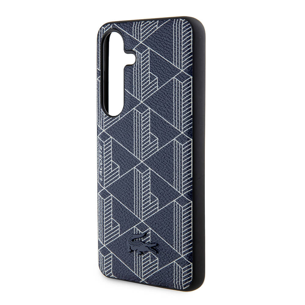 Galaxy S24 Kılıf Lacoste Orjinal Lisanslı M-safe Şarj Özellikli PU Deri Görünümlü Karışık Monogram Desenli Kılıf