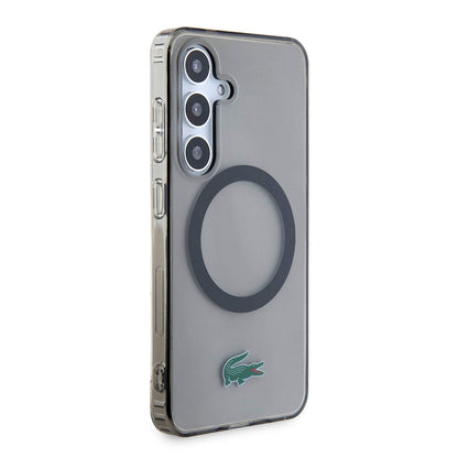 Galaxy S24 Kılıf Lacoste Orjinal Lisanslı M-safe Şarj Özellikli Transparan Timsah Logo Baskılı Kılıf
