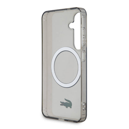 Galaxy S24 Kılıf Lacoste Orjinal Lisanslı M-safe Şarj Özellikli Transparan Timsah Logo Baskılı Kılıf