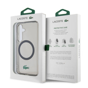 Galaxy S24 Kılıf Lacoste Orjinal Lisanslı Magsafe Şarj Özellikli Transparan Timsah Logo Baskılı Kapak