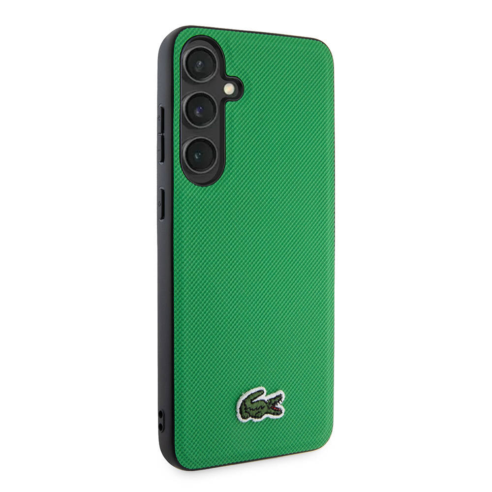 Galaxy S24 Kılıf Lacoste Orjinal Lisanslı PU Pike Desenli Arka Yüzey İkonik Timsah Dokuma Logolu Kapak Yeşil