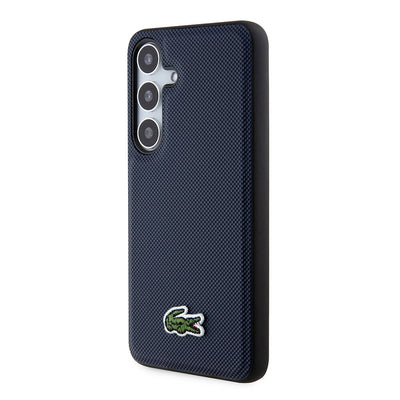 Galaxy S24 Kılıf Lacoste Orjinal Lisanslı PU Pike Desenli Arka Yüzey İkonik Timsah Dokuma Logolu Kapak Lacivert