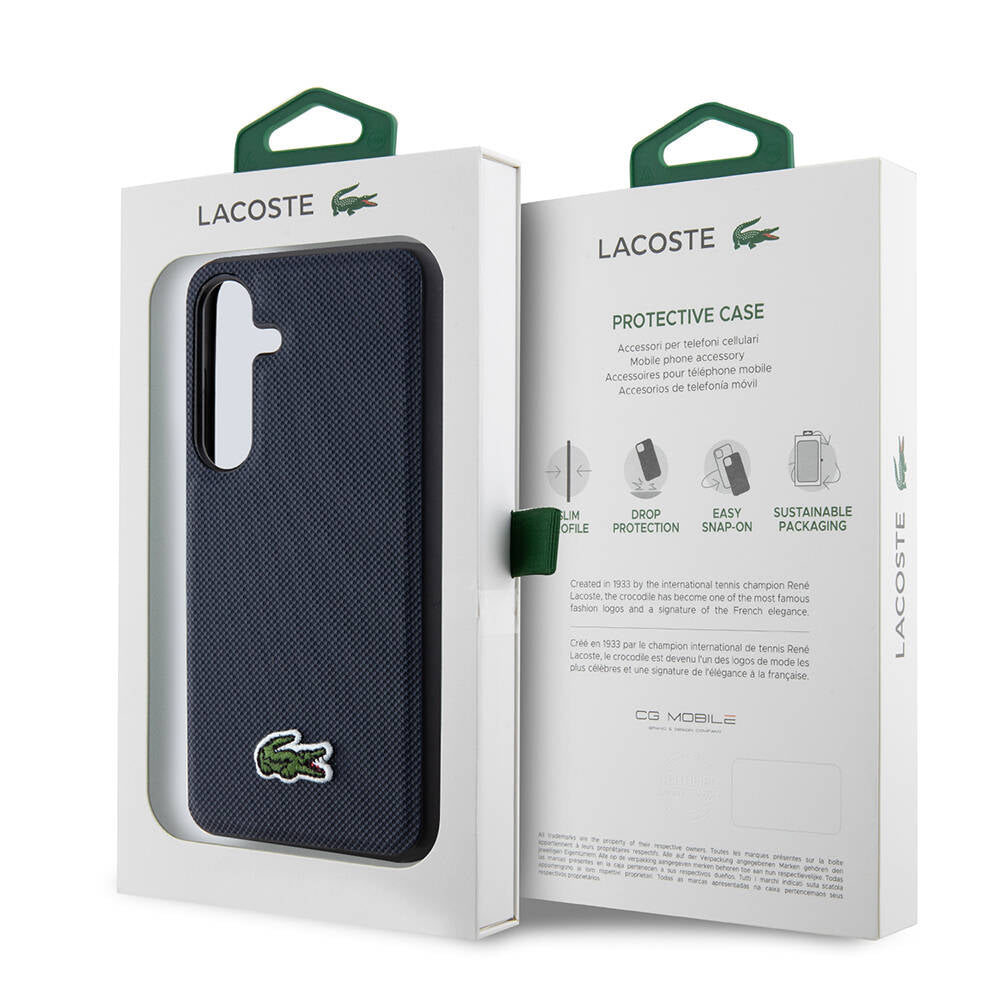 Galaxy S24 Kılıf Lacoste Orjinal Lisanslı PU Pike Desenli Arka Yüzey İkonik Timsah Dokuma Logolu Kılıf