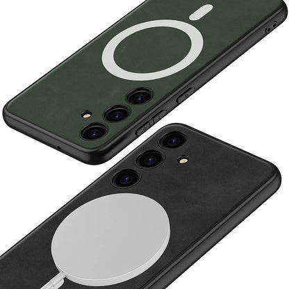 Galaxy S24 Kılıf M-safe Şarj Özellikli Deri Tasarımlı Zore Kıpta Nubuk Kılıf