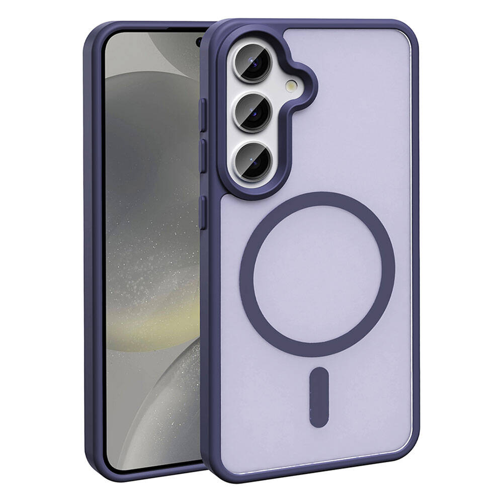 Galaxy S24 Kılıf M-safe Şarj Özellikli Mat Arka Yüzey Zore Sio Kapak Koyu Mor