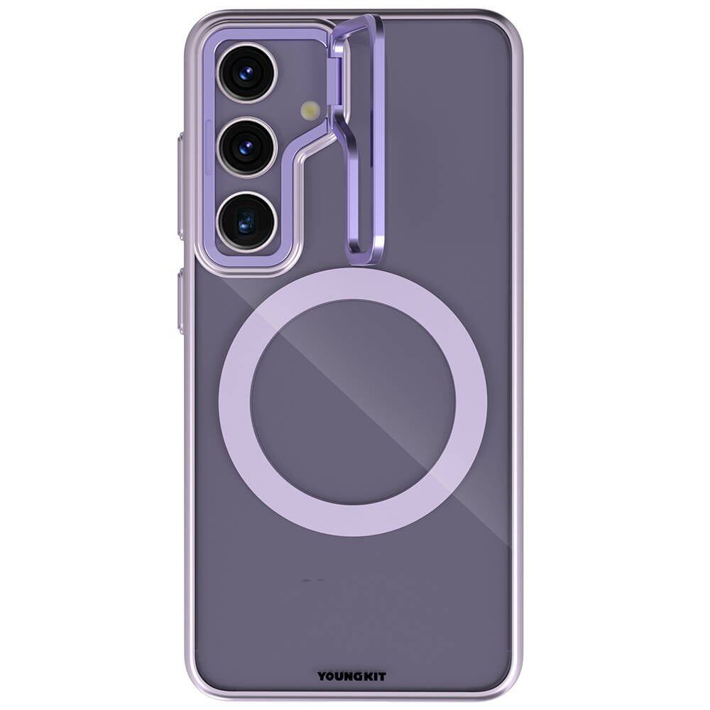 Galaxy S24 Kılıf M-safe Şarj Özellikli Sararma Önleyici Youngkit Crystal Grid Kılıf