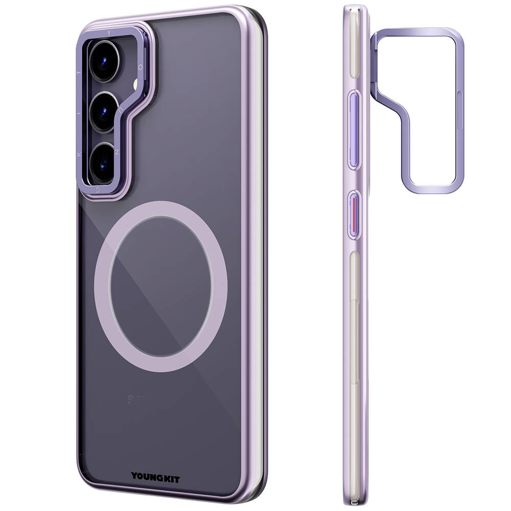 Galaxy S24 Kılıf M-safe Şarj Özellikli Sararma Önleyici Youngkit Crystal Grid Kılıf