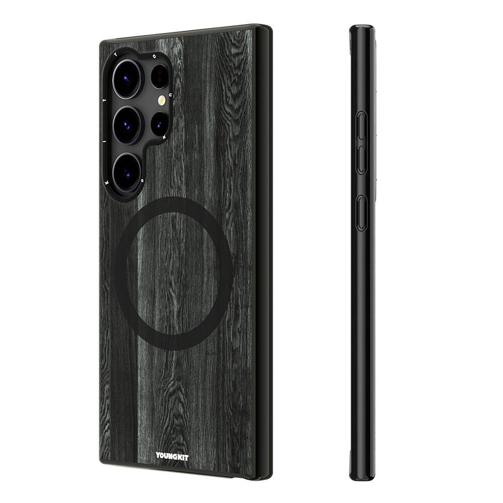 Galaxy S24 Ultra Kılıf M-safe Şarj Özellikli Sararmaya Dayanıklı Youngkit Wood Forest Serisi Kılıf