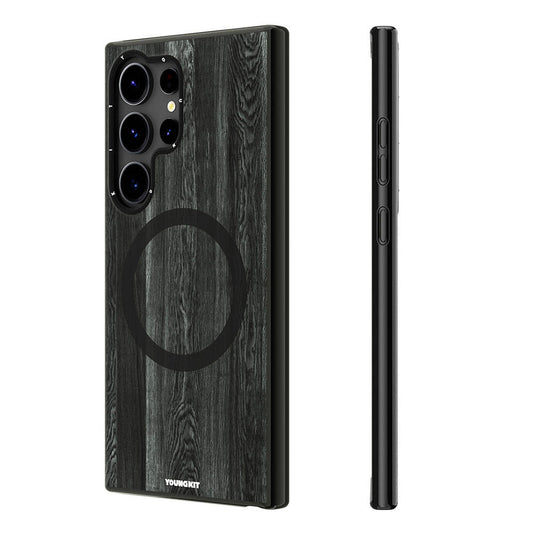 Galaxy S24 Ultra Kılıf M-safe Şarj Özellikli Sararmaya Dayanıklı Youngkit Wood Forest Serisi Kılıf