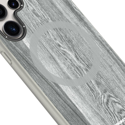 Galaxy S24 Ultra Kılıf Magsafe Şarj Özellikli Sararmaya Dayanıklı Youngkit Wood Forest Serisi Kapak Siyah