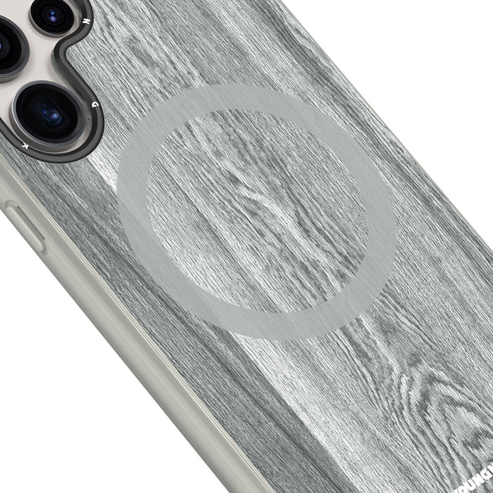Galaxy S24 Ultra Kılıf Magsafe Şarj Özellikli Sararmaya Dayanıklı Youngkit Wood Forest Serisi Kapak Kahverengi