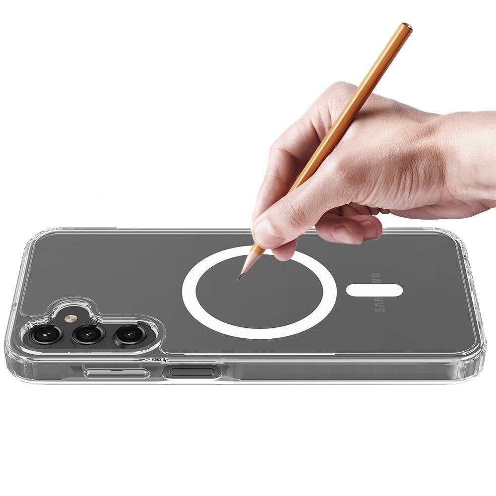 Galaxy S24 Kılıf M-safe Şarj Özellikli Şeffaf Sert PC Zore Embos Kapak Renksiz