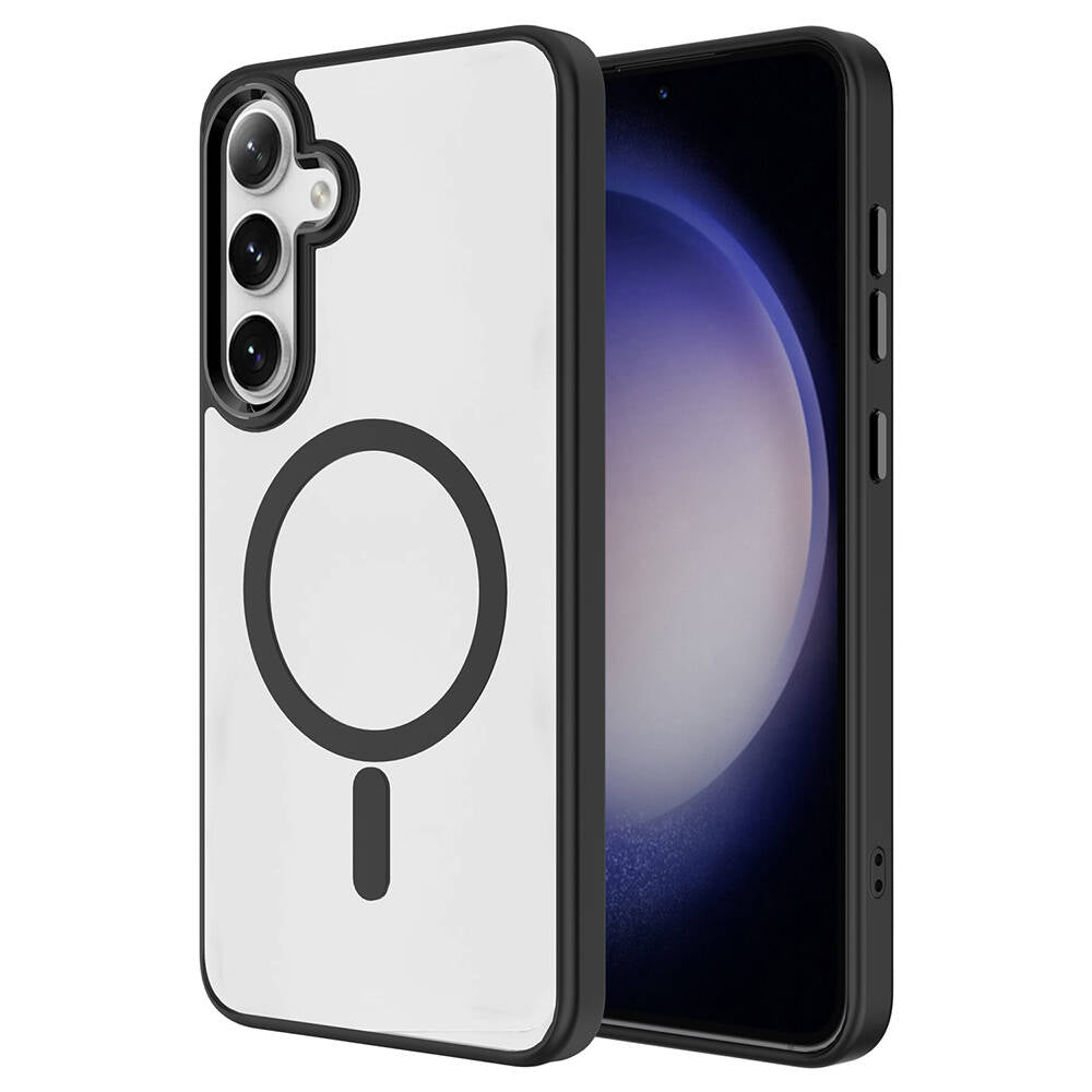 Galaxy S24 Kılıf M-safe Şarj Özellikli Zore Krom M-safe Silikon Kılıf