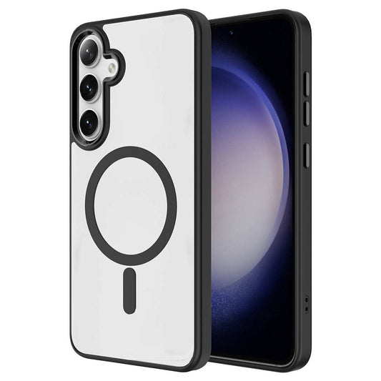 Galaxy S24 Kılıf M-safe Şarj Özellikli Zore Krom M-safe Silikon Kılıf