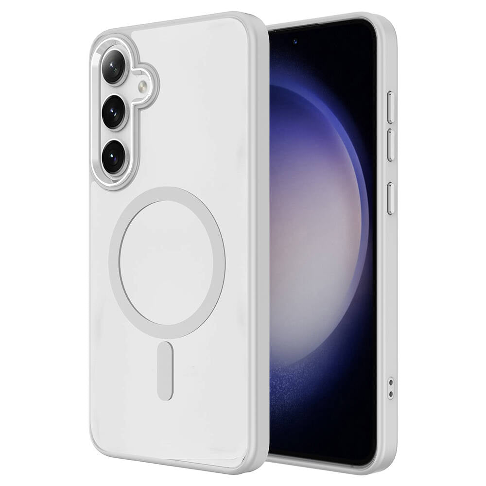 Galaxy S24 Kılıf M-safe Şarj Özellikli Zore Krom M-safe Silikon Kılıf