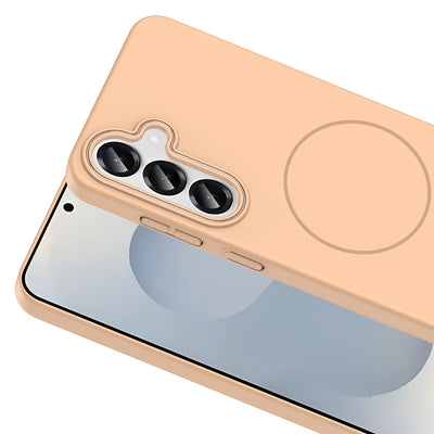 Galaxy S24 Kılıf M-safe Şarj Özellikli Zore Ruby Sert Kapak Desert Titanyum