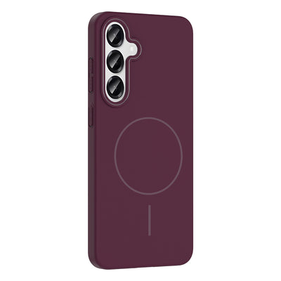 Galaxy S24 Kılıf M-safe Şarj Özellikli Zore Ruby Sert Kapak Mürdüm