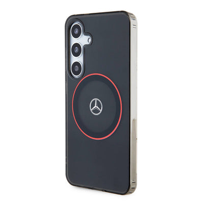 Galaxy S24 Kılıf Mercedes Benz Orjinal Lisanslı Magsafe Şarj Özellikli IML Yıldız Logolu Red Ring Kapak Siyah