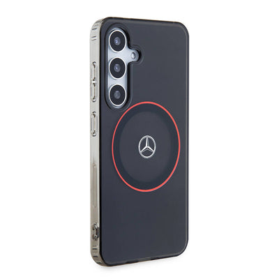 Galaxy S24 Kılıf Mercedes Benz Orjinal Lisanslı Magsafe Şarj Özellikli IML Yıldız Logolu Red Ring Kapak Siyah
