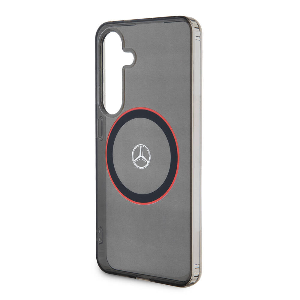 Galaxy S24 Kılıf Mercedes Benz Orjinal Lisanslı Magsafe Şarj Özellikli IML Yıldız Logolu Red Ring Kapak Siyah