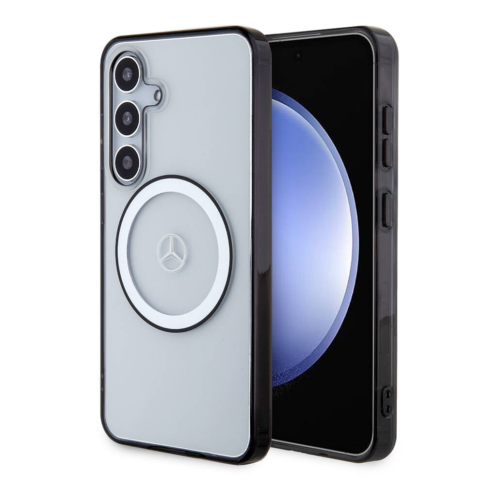 Galaxy S24 Kılıf Mercedes Benz Orjinal Lisanslı M-safe Şarj Özellikli PC TPU Transparan Black Ring Kılıf