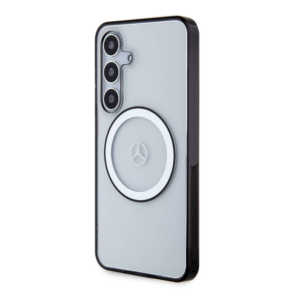 Galaxy S24 Kılıf Mercedes Benz Orjinal Lisanslı M-safe Şarj Özellikli PC TPU Transparan Black Ring Kılıf