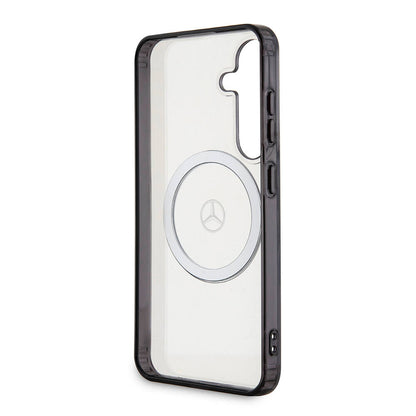 Galaxy S24 Kılıf Mercedes Benz Orjinal Lisanslı M-safe Şarj Özellikli PC TPU Transparan Black Ring Kılıf