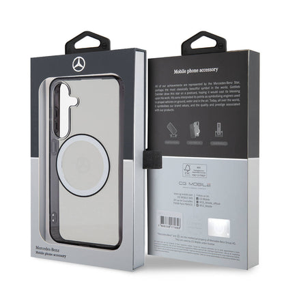 Galaxy S24 Kılıf Mercedes Benz Orjinal Lisanslı M-safe Şarj Özellikli PC TPU Transparan Black Ring Kılıf