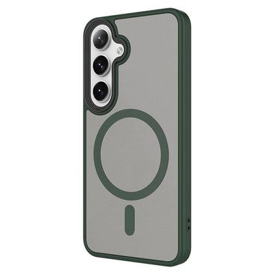 Galaxy S24 Kılıf Sert PC Arka Yüzey Wireless Şarj Özellikli Zore Flet Magsafe Kapak Gri