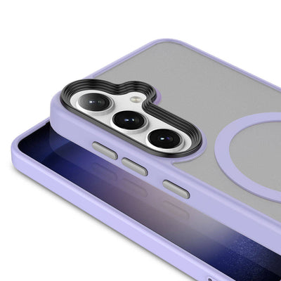 Galaxy S24 Kılıf Sert PC Arka Yüzey Wireless Şarj Özellikli Zore Flet Magsafe Kapak Lacivert