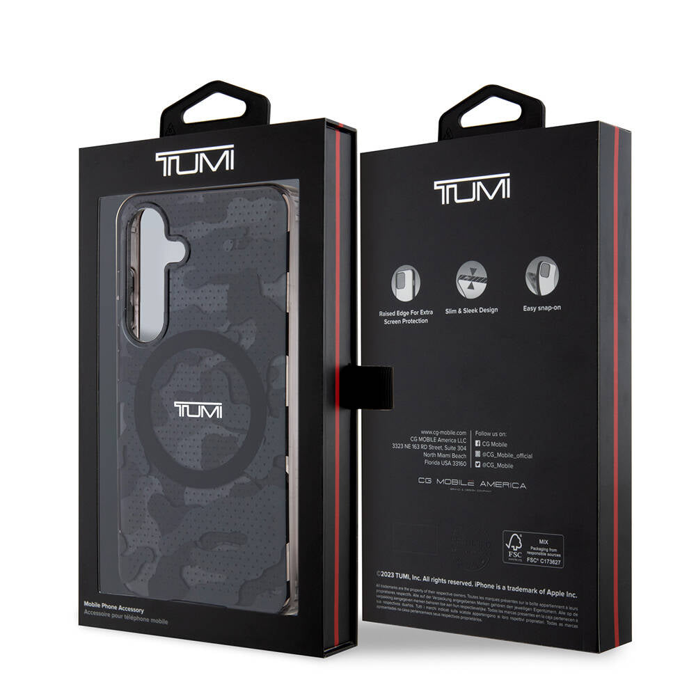 Galaxy S24 Kılıf TUMI Orjinal Lisanslı M-safe Şarj Özellikli Buzlanmış Saydam Ağ Kamuflajı Desenli Kılıf