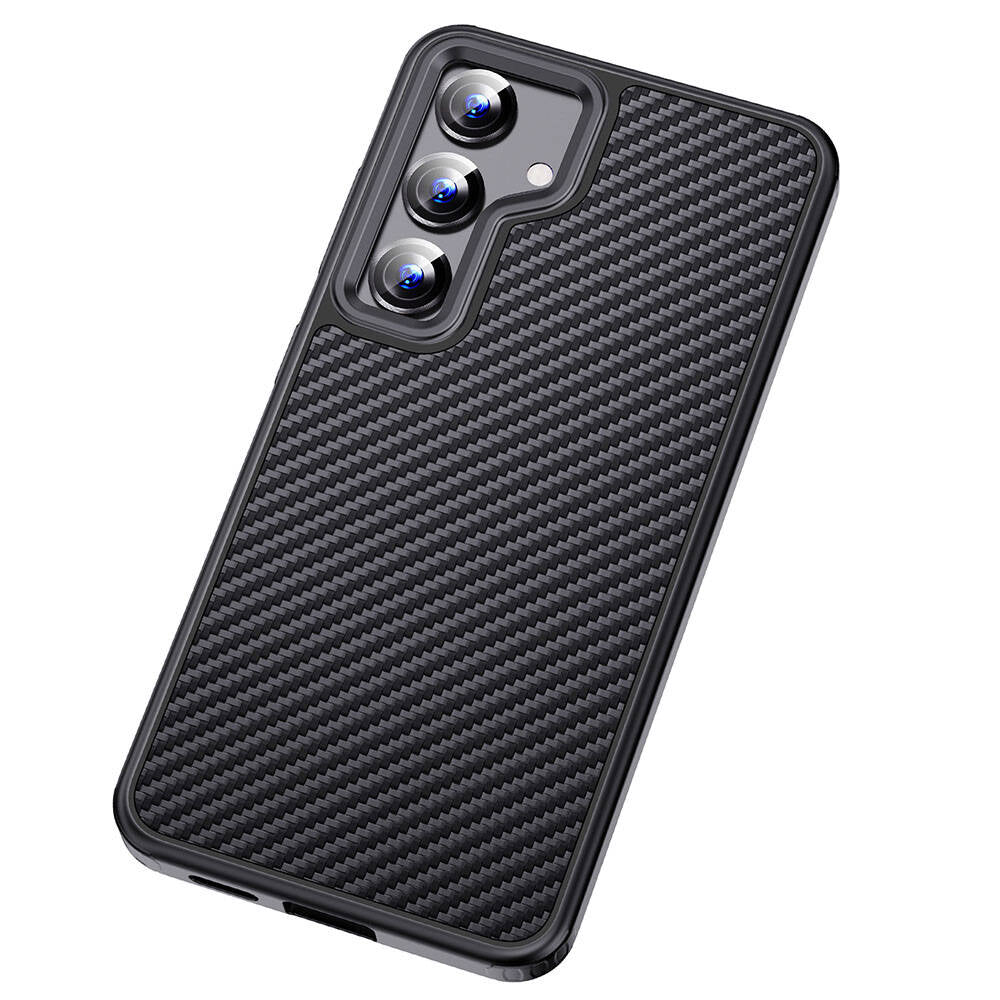 Galaxy S24 Plus Kılıf Aramid Karbon Fiber Magsafe Özellikli Wlons Radison Kapak Siyah