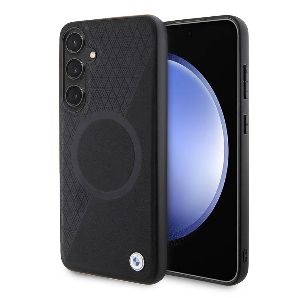 Galaxy S24 Plus Kılıf BMW Orjinal Lisanslı M-safe Şarj Özellikli Yarım Dokulu Circle Leather Kılıf