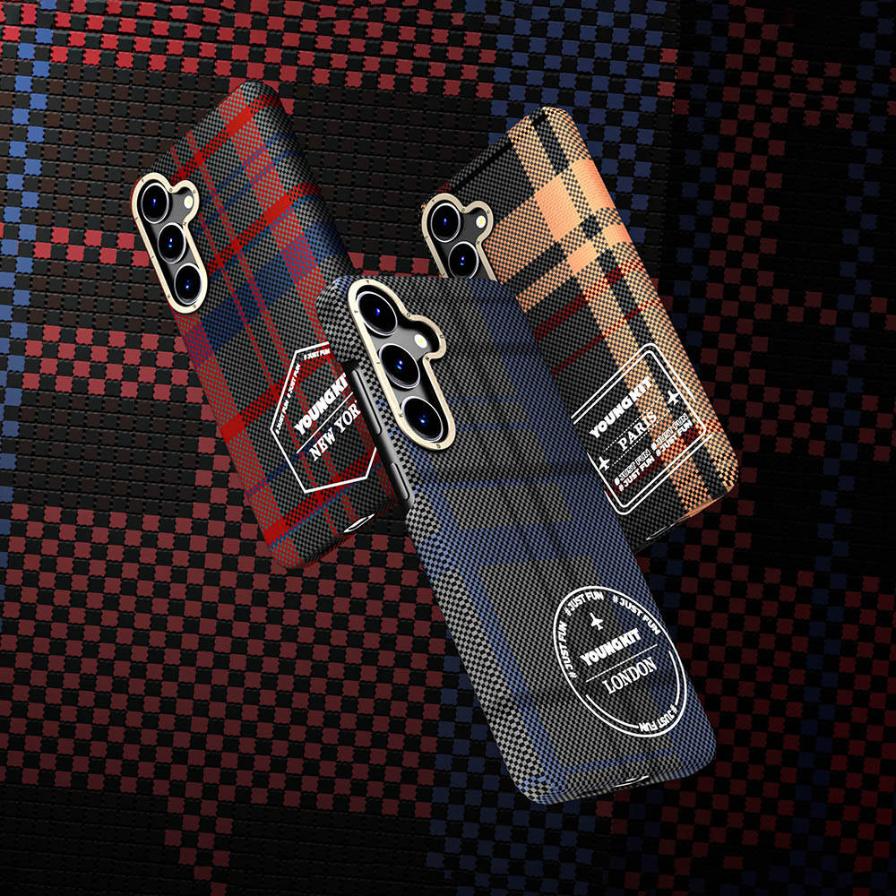 Galaxy S24 Plus Kılıf Ekose Desenli Youngkit Gezhi Serisi Kılıf