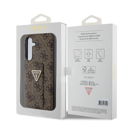 Galaxy S24 Plus Kılıf Guess Orjinal Lisanslı 4G Desenli Üçgen Logolu Standlı Deri Kılıf