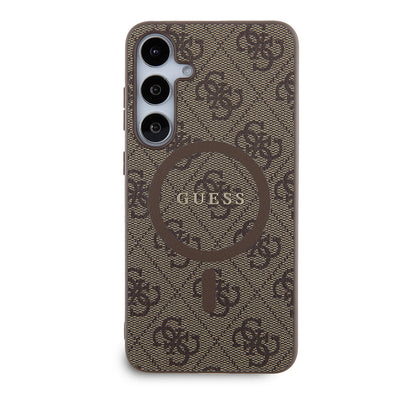 Galaxy S24 Plus Kılıf Guess Orjinal Lisanslı Magsafe Şarj Özellikli PU Halkalı 4G Desenli Yazı Logolu Kapak Siyah