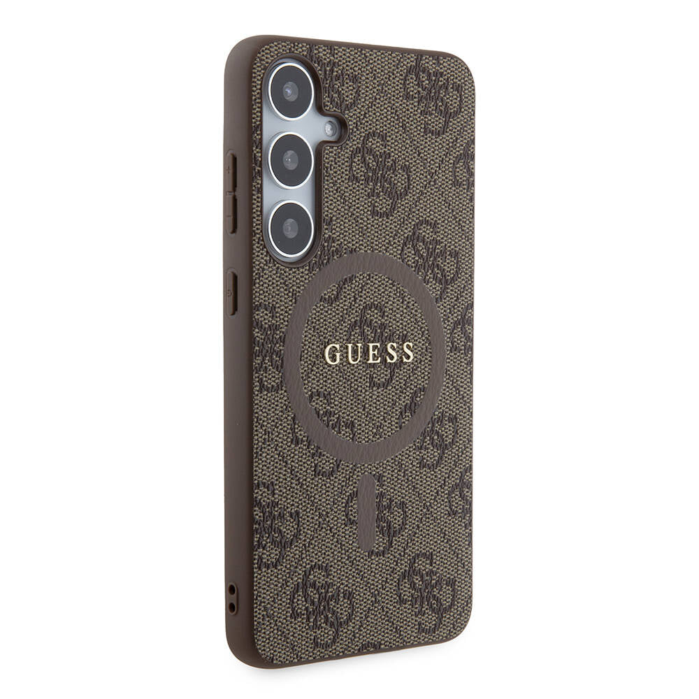 Galaxy S24 Plus Kılıf Guess Orjinal Lisanslı Magsafe Şarj Özellikli PU Halkalı 4G Desenli Yazı Logolu Kapak Siyah