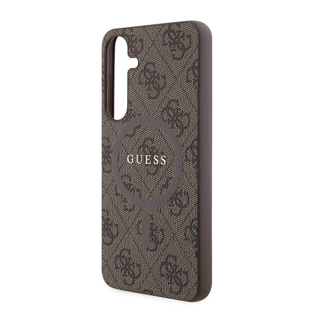 Galaxy S24 Plus Kılıf Guess Orjinal Lisanslı Magsafe Şarj Özellikli PU Halkalı 4G Desenli Yazı Logolu Kapak Siyah