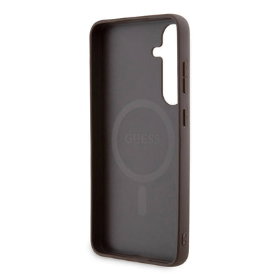 Galaxy S24 Plus Kılıf Guess Orjinal Lisanslı Magsafe Şarj Özellikli PU Halkalı 4G Desenli Yazı Logolu Kapak Siyah