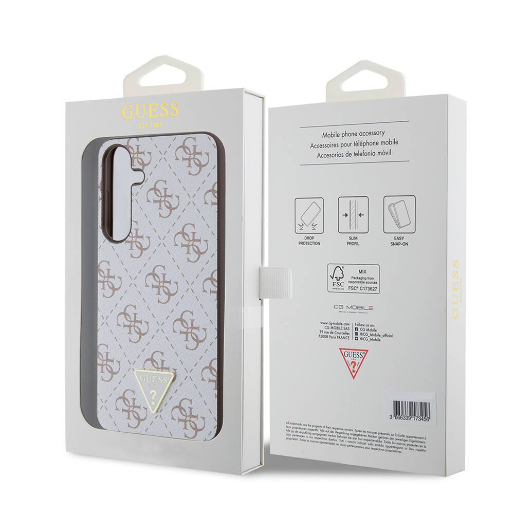 Galaxy S24 Plus Kılıf Guess Orjinal Lisanslı PU Üçgen Logo 4G Desenli Kılıf