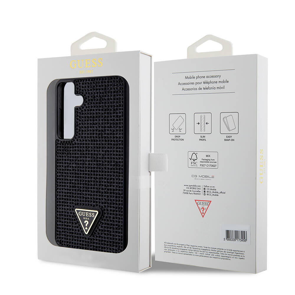 Galaxy S24 Plus Kılıf Guess Orjinal Lisanslı Taşlı Arka Yüzey Üçgen Logolu Kılıf